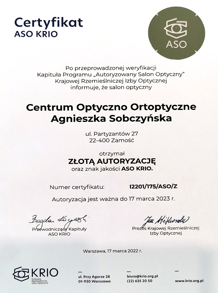Certyfikat ASO KRIO